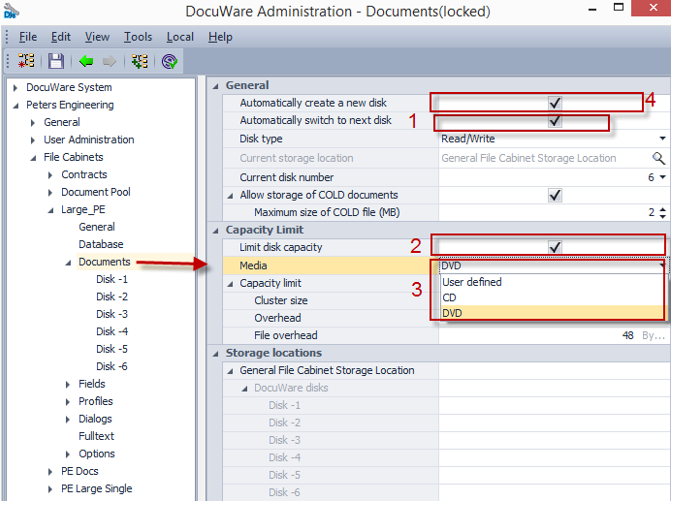 How To Change Or Enable Limitation In Logical Disks Docuware