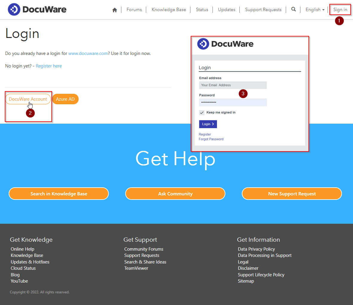 Login at support.docuware.com